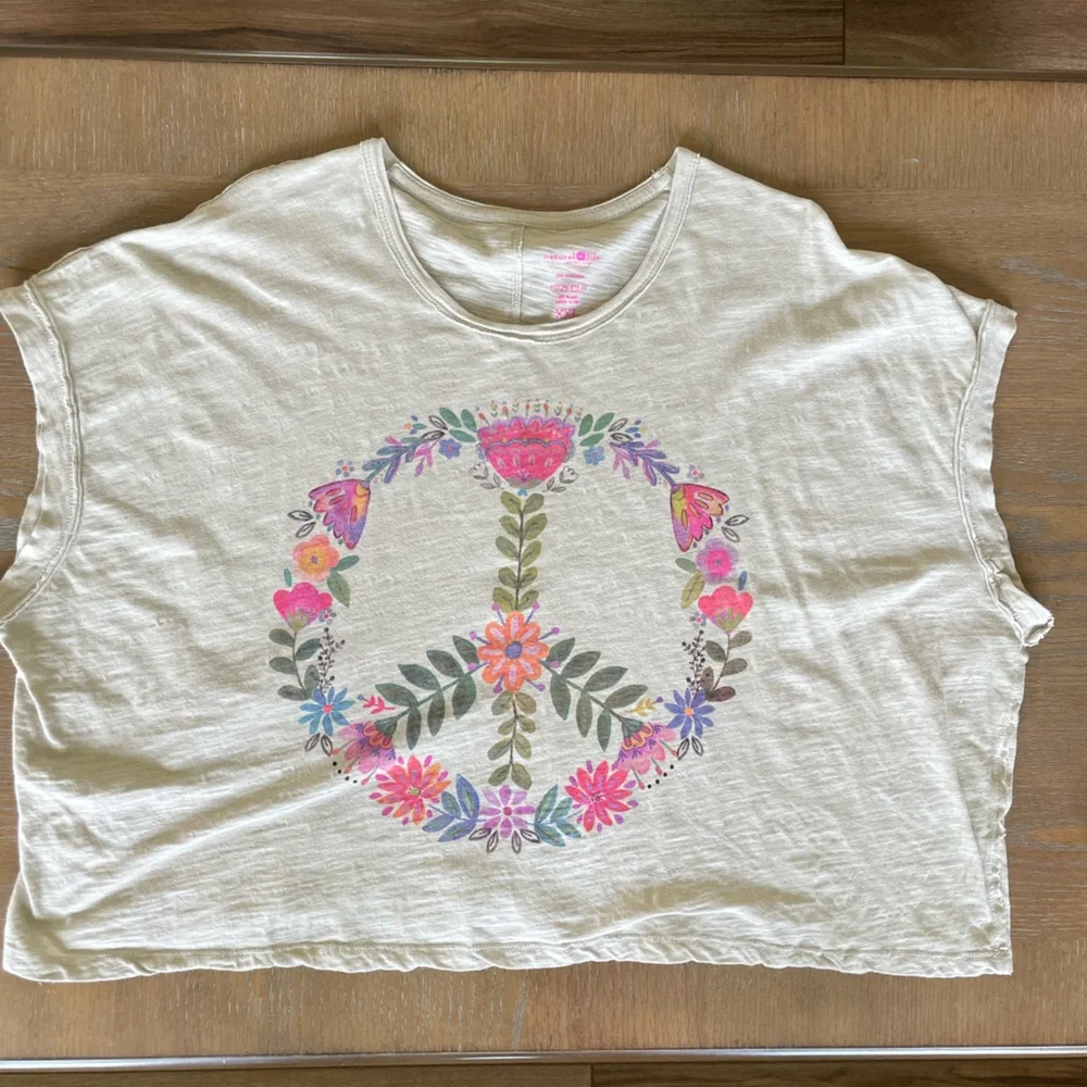 Natural Life Frankie Boxy Cotton T-Shirt - Moonstruck Peace Sign. Woman’s 2X - Picture 3 of 7